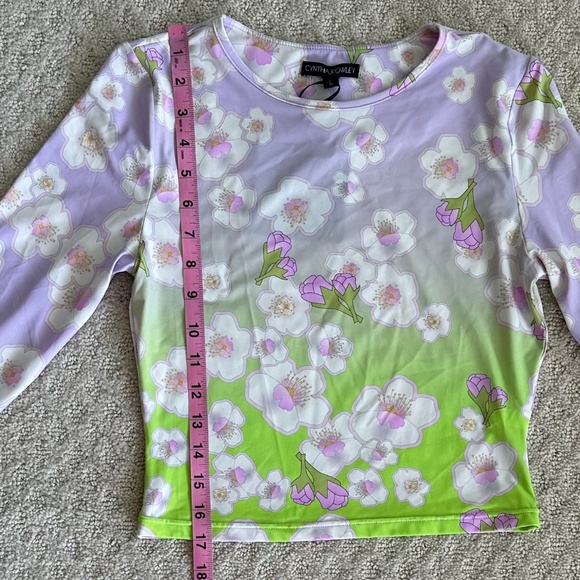 Cynthia Rowley Printed Rashguard Pink/Green Cherry Blossom Large NWT Beach Swim - Picture 14 of 16